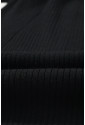 Black Twisted V Neck Ribbed Knit Sweater Dress