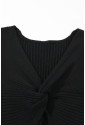 Čierne svetrové midi šaty s uzlom