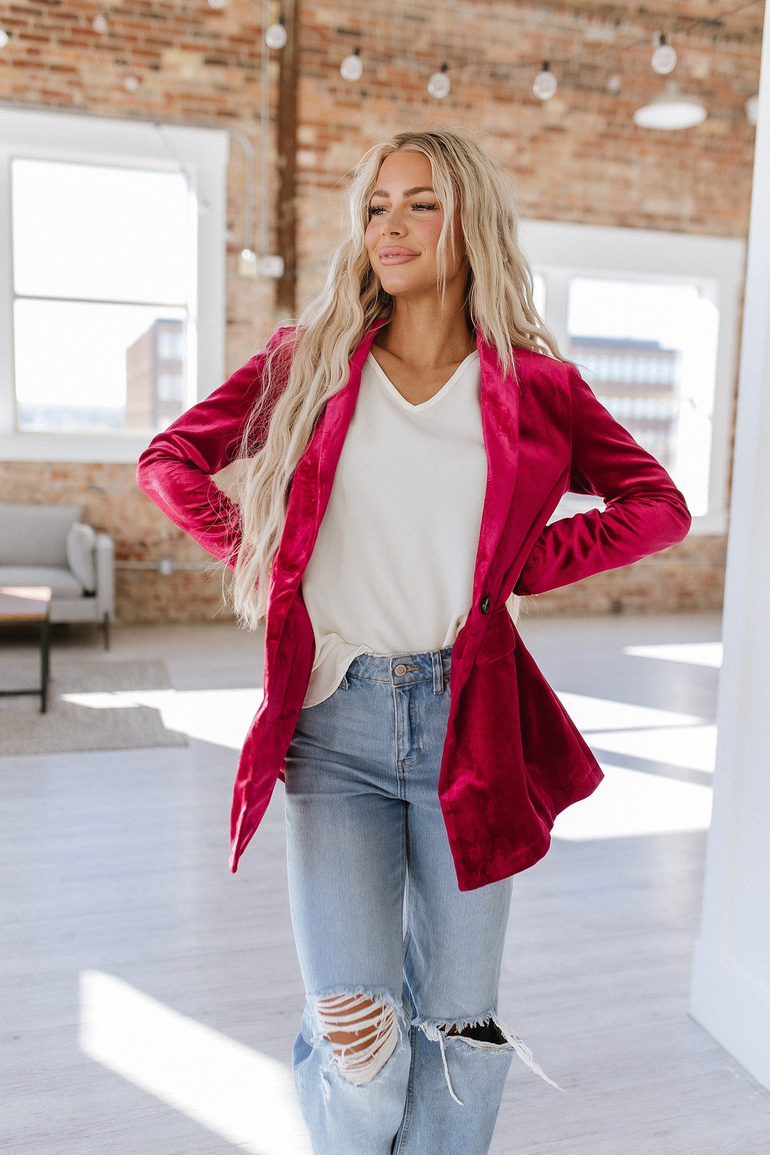 Casual velvet blazer sale