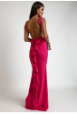 Red Bow Knot Ruffled Backless Sleeveless Gown