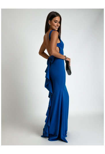 Bow Knot Ruffled Backless Sleeveless Gown