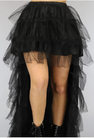 Vrstvená asymetrická čierna gotická maxi sukňa