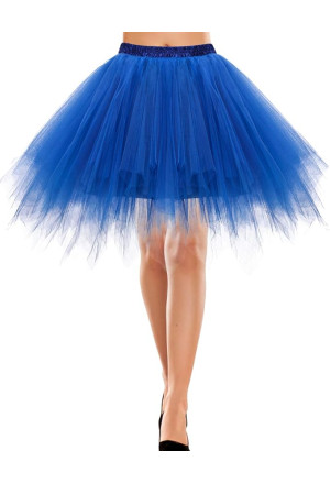 Short blue tulle tutu skirt