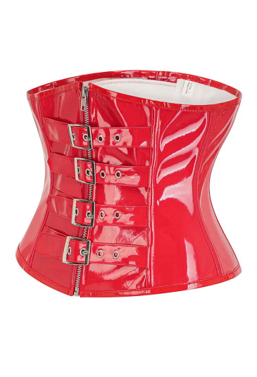 Red mettalic belted pvc corset RAVE