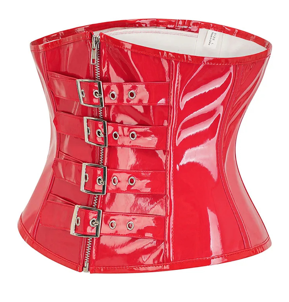 Red mettalic belted pvc corset RAVE 
