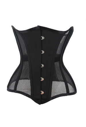 Black mesh waist corset with 14 steel bones