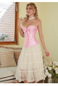 Brocade corset Vamp budoir style- pink
