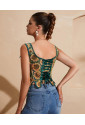 Thick Straps Retro Corset Sunflowers