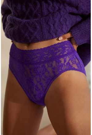 Purple floral lace high waist panty