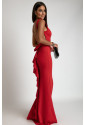 Bow Knot Ruffled Backless Sleeveless Gown