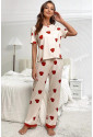Pohodlné dámske pyžamo so srdiečkovým vzorom
