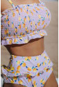 Floral Print Crop Top High waisted swimsuit Set