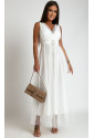 Krásne biele spoločenské midi šaty 