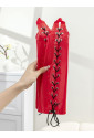 Fashion Red Long Lace-up Fingerless Gloves