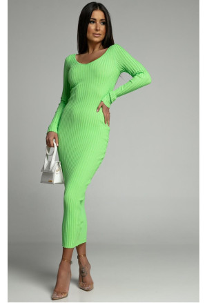 Zelené pletené midi šaty s dlhým rukávom