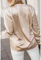 Apricot satin Chest Pocket Long Sleeve Top