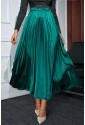 Zelená plisovaná dlhá saténová sukňa
