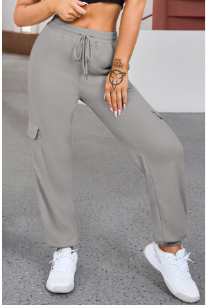 Pohodlné sivé jogger nohavice so šnúrkou