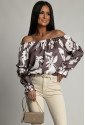 Long sleeve multicolour carmen blouse