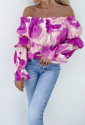 Long sleeve multicolour carmen blouse