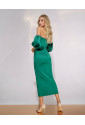Emerald smaragd sleeve midi satin dress KYLIE