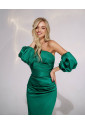 Emerald smaragd sleeve midi satin dress KYLIE
