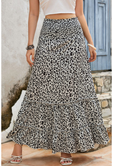  Maxi sukňa s leopardím vzorom a volánmi