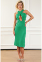 Green Crossed Front Cutout Sleeveless Bodycon Dress
