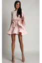 Pleated mini dress with a wavy flared skirt