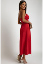 Elegant red midi bridesmaid dress with straps