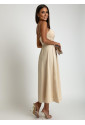 Elegant beige midi bridesmaid dress with straps
