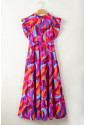 Abstract Printed High Waist Ruffle Tiered Long Dress