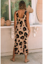 Maxi látkové leopardie šaty s rázporkami