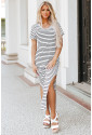Striped Side Split Maxi Dress