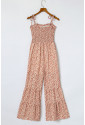 Thin Straps Smocked Wide Leg Floral Jumpsuit