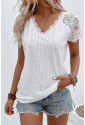 White Lace Eyelet Embroidered Tee