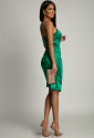 Elegant green satin criss-cross mini dress