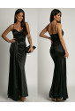 Epic black thin strap satin maxi dress 