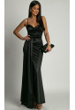 Epic black thin strap satin maxi dress 