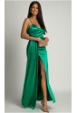 Epic green strap satin maxi dress 