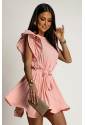 Pleated mini dress with a wavy flared skirt STELA