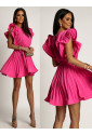 Pleated mini dress with a wavy flared skirt STELA