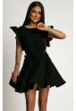 Pleated mini dress with a wavy flared skirt STELA