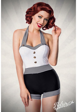 Elegant retro vintage stripe onepiece swimwear monokini