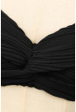 Black Wavy Textured Ruffled Twist Bikini Swimsuit