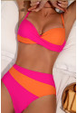 Rose Red Twist Bikini High Waist Swimsuit