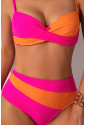 Rose Red Twist Bikini High Waist Swimsuit