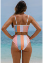 Stripes Print High Waist Bikini Swimsuit