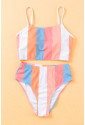 Stripes Print High Waist Bikini Swimsuit