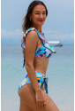 Tropical Print Ruffled High Waist Swimsuit